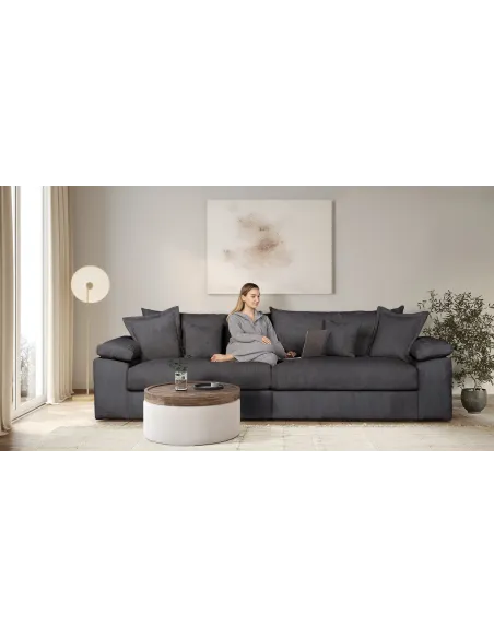 Big-Sofa, Mega-Sofa XXL in Cord, Breite 303 cm, mit Federkern & 4 Zierkissen