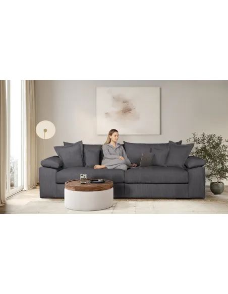 Big-Sofa, Mega-Sofa XL in Cord, Breite 246 cm, mit Federkern & 4 Zierkissen