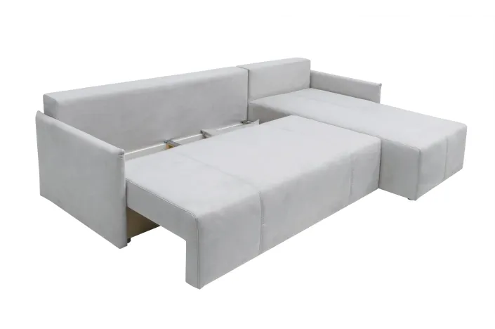 Ecksofa L-Form, Breite 263 cm, mit Bettfunktion, Bettkasten & 2 Zierkissen