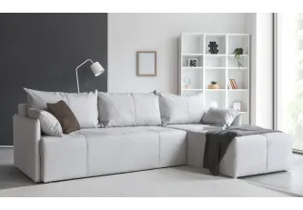 Ecksofa L-Form, Breite 263 cm, mit Bettfunktion, Bettkasten & 2 Zierkissen