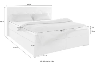 Boxbett 180 x 200 cm mit hochwertiger 7-Zonen-Taschenfederkernmatratze, inklusive praktischem Bettkasten 2