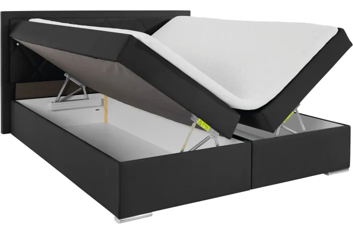 Boxbett 180 x 200 cm mit hochwertiger 7-Zonen-Taschenfederkernmatratze, inklusive praktischem Bettkasten