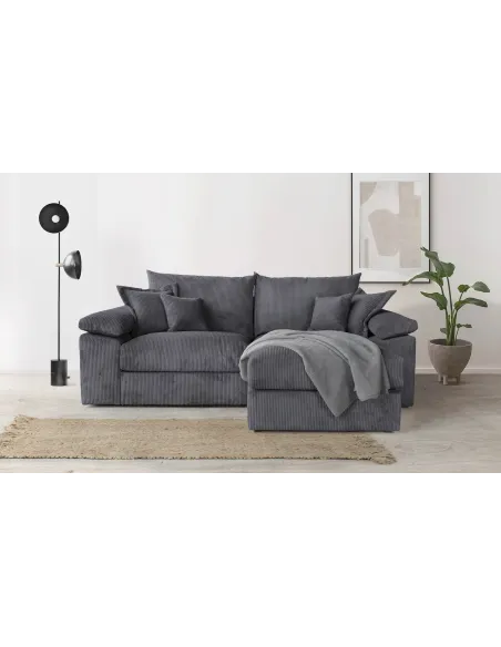 Big-Sofa, Mega-Ecksofa in Cord, XL L-Form, Breite 246 cm, mit Federkern & 4 Zierkissen