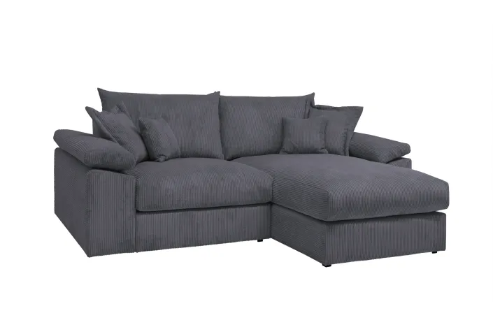 Big-Sofa, Mega-Ecksofa in Cord, XL L-Form, Breite 246 cm, mit Federkern & 4 Zierkissen