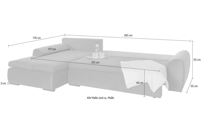 ECKSOFA-WIN, L-Form, 285 x 176cm