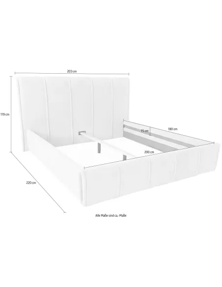 FLORI - Rahmenbett, 180 x 200cm, mit Lattenrost, ohne Matratze
